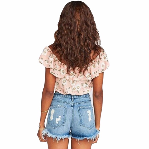 new SMYM Show Me Your Mumu ❃ Ruffle Crop Top ❃ Daisy Pebble Pink - Picture 4 of 10